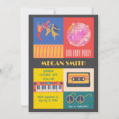 レトロディスコ音楽パーティー誕生日 招待状 (正面)