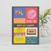 レトロディスコ音楽パーティー誕生日 招待状 (スタンド正面)