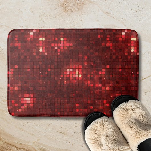 レトロディスコ風スクエア バレンタイン柄 バスマット