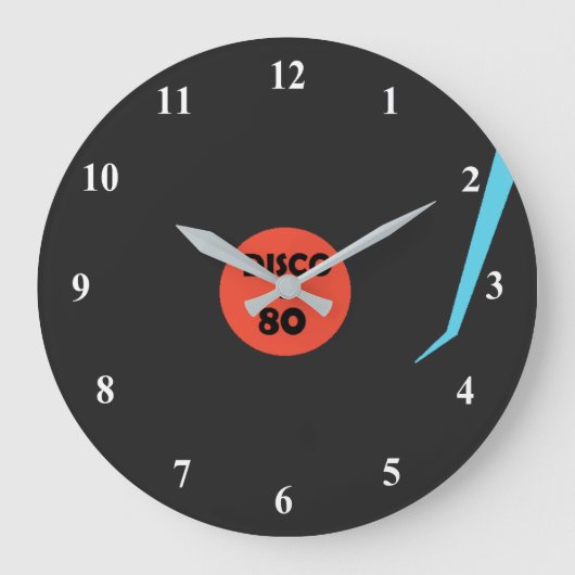 レトロディスコ80sダンスパーティー ラージ壁時計 (正面)