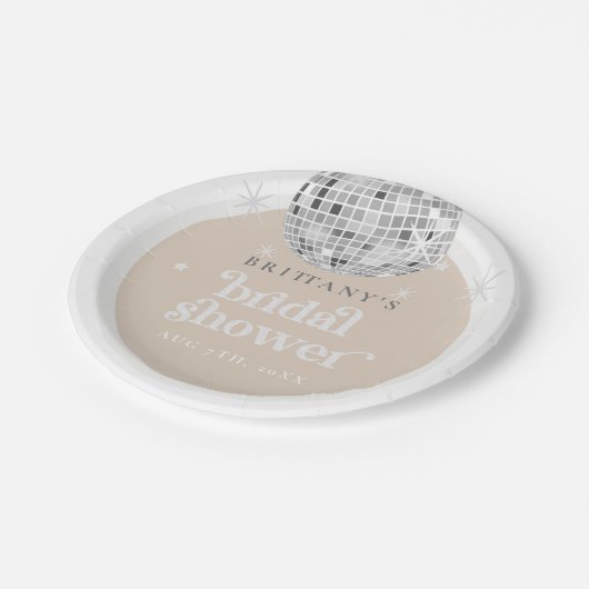 レトロディスコ グルーヴィー ブライズシャワー ペーパープレート (アングル)