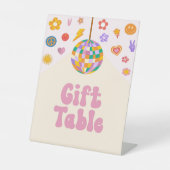 レトロディスコGroovyギフトテーブルパーティー記号 台座サイン (正面)