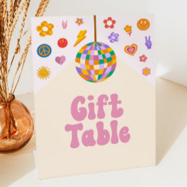 レトロディスコGroovyギフトテーブルパーティー記号 台座サイン