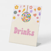 レトロディスコGroovyドリンクテーブルパーティー標識 台座サイン (正面)