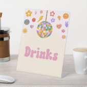 レトロディスコGroovyドリンクテーブルパーティー標識 台座サイン (インサイチュ)
