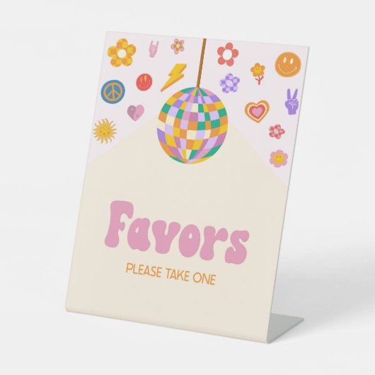 レトロディスコGroovy党がテーブルパーティー署名を引き立てる 台座サイン (正面)