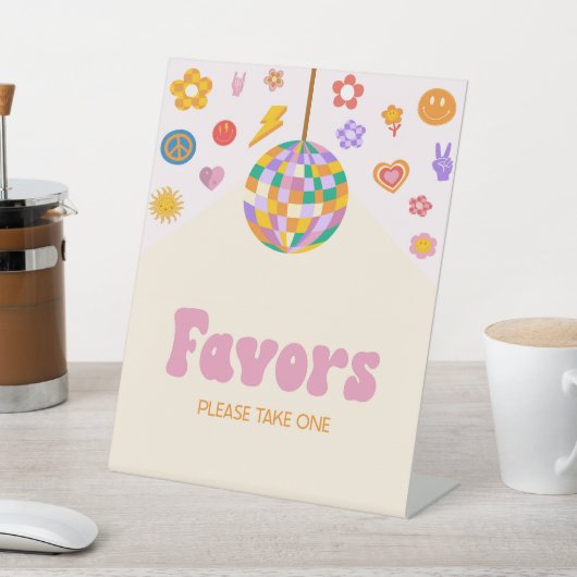 レトロディスコGroovy党がテーブルパーティー署名を引き立てる 台座サイン (インサイチュ)