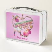 レトロディメストア女性のカーボーイウェスタンパーソナライズド メタルランチボックス (裏面)