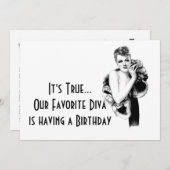 レトロディヴァウーマンズバースデーパーティー 招待状 (正面/裏面)