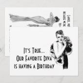 レトロディーバの誕生日パーティー 招待状 (正面/裏面)