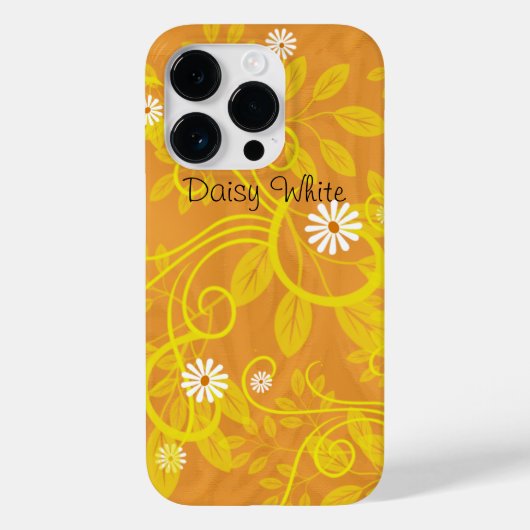 レトロデイジーとオレンジ色の黄色い縁切り Case-Mate iPhoneケース (裏面)