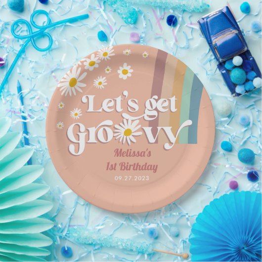 レトロデイジーはGroovyを取得しよう誕生日 ペーパープレート (パーティー)