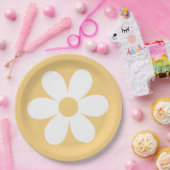 レトロデイジーイエローボホ紙プレート ペーパープレート (パーティー)