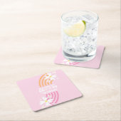 レトロデイジーウェイツーグルーヴィレインボーパーティー スクエアペーパーコースター (インサイチュ)