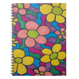 レトロデイジーカラフルプリント ノートブック