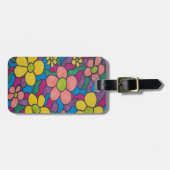 レトロデイジーカラフルプリント ラゲッジタグ (正面横)