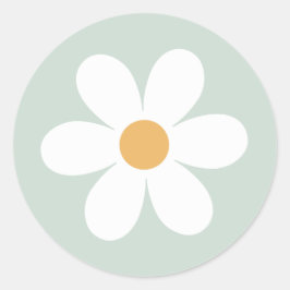 レトロデイジーグリーンボー紙プレート ラウンドシール