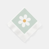 レトロデイジーグリーンボー 縁ありカクテルナプキン (角)