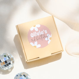 レトロデイジーグルーヴィーガールバースデーパーティー ラウンドシール