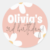 レトロデイジーグルーヴィーガールバースデーパーティー ラウンドシール (正面)