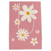 レトロデイジーデザートピンクブライダルシャワーの恵カスタムみ ミディアムペーパーバッグ (裏面)