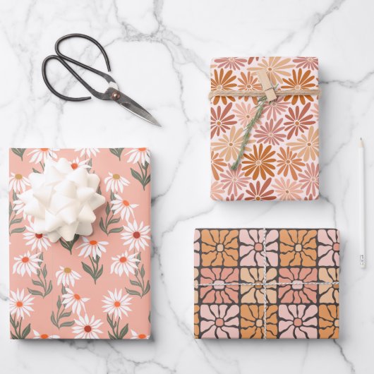 レトロデイジーデライト ラッピングペーパーシート (正面)