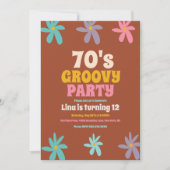 レトロデイジードードルグルーヴィフラワーズバースデーパーティー 招待状 (正面)