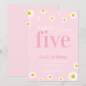 レトロデイジーパステルピンクミニマルク5th誕生日 招待状 (正面/裏面)