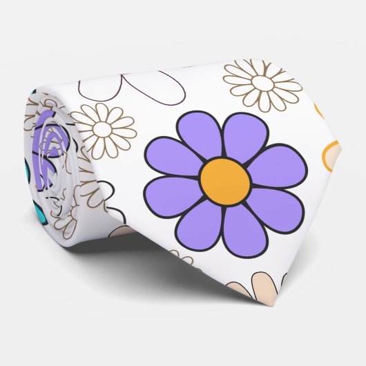 レトロデイジーパターシンプルンPattern.01.BGなし ネクタイ (ロール)