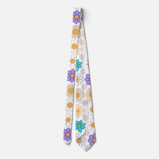 レトロデイジーパターシンプルンPattern.01.BGなし ネクタイ (裏面)