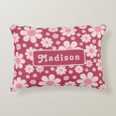レトロデイジーパターンピンク アクセントクッション (正面)