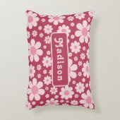 レトロデイジーパターンピンク アクセントクッション (正面(垂直))