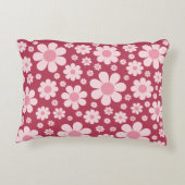 レトロデイジーパターンピンク アクセントクッション (裏面)