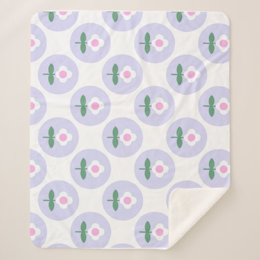 レトロデイジーパープル10代の誕生日マザーズベビー シェルパブランケット (正面)