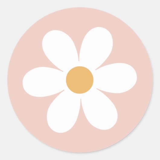 レトロデイジーピンクボホー ラウンドシール (正面)