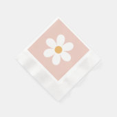 レトロデイジーピンクボホー 縁ありカクテルナプキン (角)