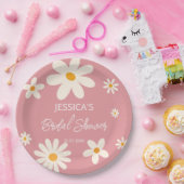 レトロデイジーピンクボホ砂漠ピンクブライダルシャワー ペーパープレート (パーティー)