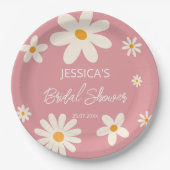 レトロデイジーピンクボホ砂漠ピンクブライダルシャワー ペーパープレート (正面)