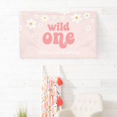 レトロデイジーピンクワイルドワン誕生日 横断幕 (インサイチュ)