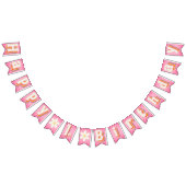 レトロデイジーピンク日が差すことハッピー1stバースデーバーン バンティングフラッグ (全)