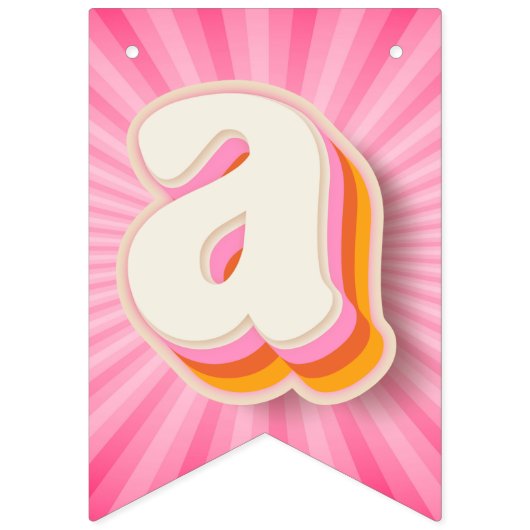 レトロデイジーピンク日が差すことハッピー1stバースデーバーン バンティングフラッグ (第2の旗)