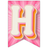 レトロデイジーピンク日が差すことハッピー1stバースデーバーン バンティングフラッグ (第1の旗)