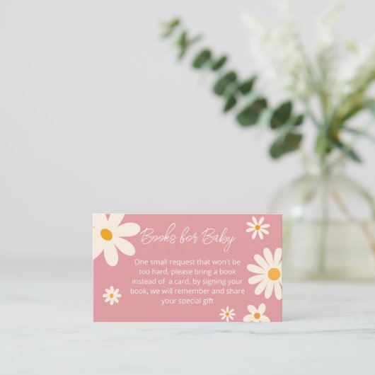 レトロデイジーピンク砂漠の赤ちゃんシャワーブリクエスト エンクロージャーカード (スタンド正面)