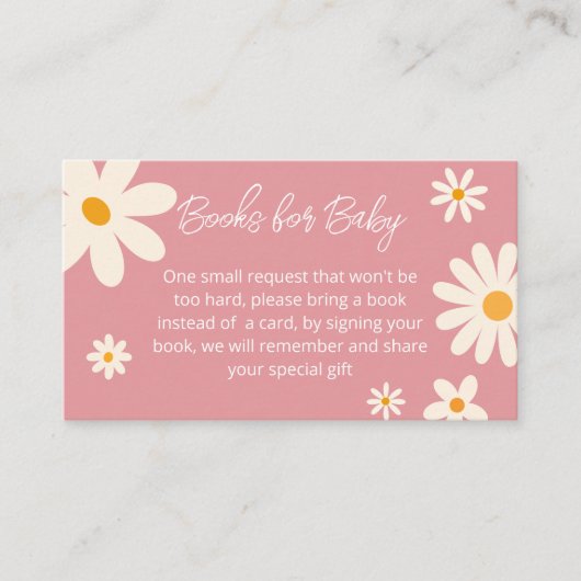 レトロデイジーピンク砂漠の赤ちゃんシャワーブリクエスト エンクロージャーカード (正面)