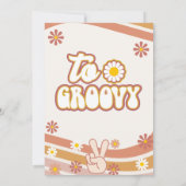 レトロデイジーピースサイン2グルーヴィー2番目の誕生日 招待状 (裏面)