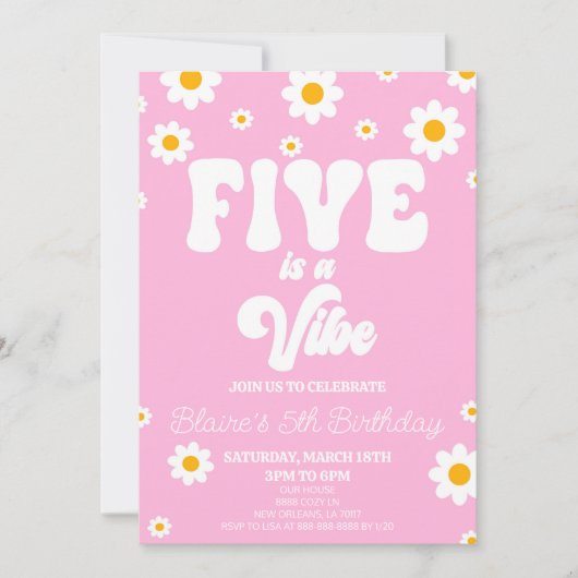 レトロデイジーファイブはVibe 5th誕生日パーティーである 招待状 (正面)