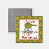 レトロデイジーフォンデュポットIラブフォンデュ マグネット (正面/裏面)