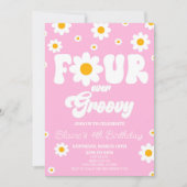 レトロデイジーフォーエバーグルーヴィー4th誕生日パーティー 招待状 (正面)