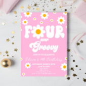 レトロデイジーフォーエバーグルーヴィー4th誕生日パーティー 招待状