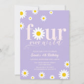 レトロデイジーフォーエバーワイルドパープル4th誕生日 招待状 (正面)